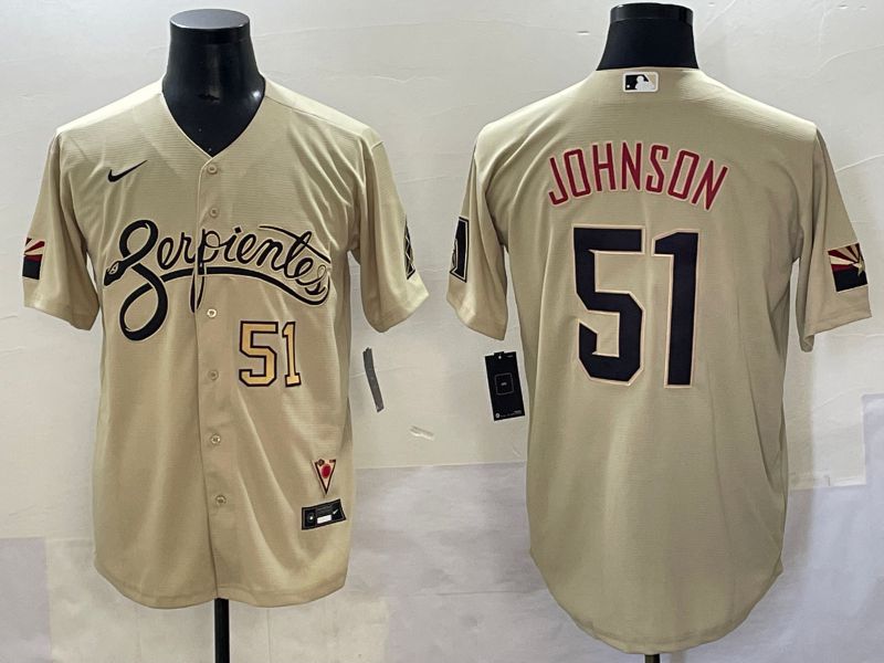 Men 2025 Arizona Diamondback 51 Johnson Cream City Edition Nike MLB Jersey style 3